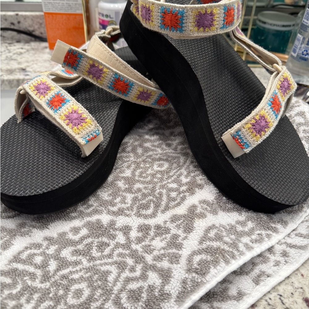 Teva Vibrant Purple and Orange Sandals Slip-On Comfort-Worn Once